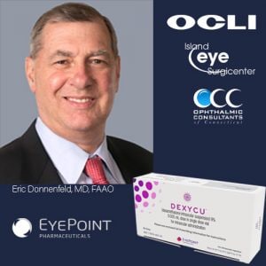 Thumbnail for Eric D. Donnenfeld, MD is selected to be the first cataract surgeon in the country to launch EyePoint Pharmaceuticals FDA-approved DEXYCU (dexamethasone intraocular suspension) 9% to improve post-operative cataract surgery patient compliance. Thumbnail for Eric D. Donnenfeld, MD is selected to be the first cataract surgeon in the country to launch EyePoint Pharmaceuticals FDA-approved DEXYCU (dexamethasone intraocular suspension) 9% to improve post-operative cataract surgery patient compliance.